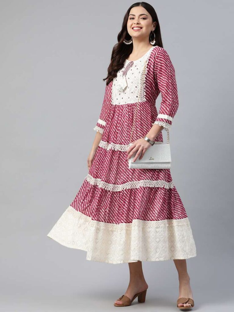 7d894518 C8c2 4d68 83ab Eaf788a4bf011670411859212 Frock Style Cotton Fabric Burgundy Color Leheriya Gown With 5 768x1024