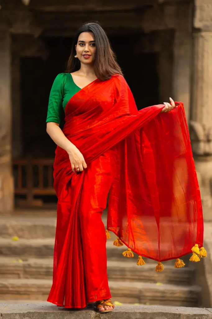 Chavvi Red Cotton Tissue Saree7 682x1024