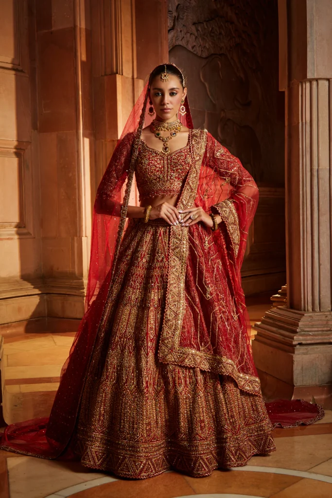 Deep Red Bridal Lehenga Choli Set 1 683x1024