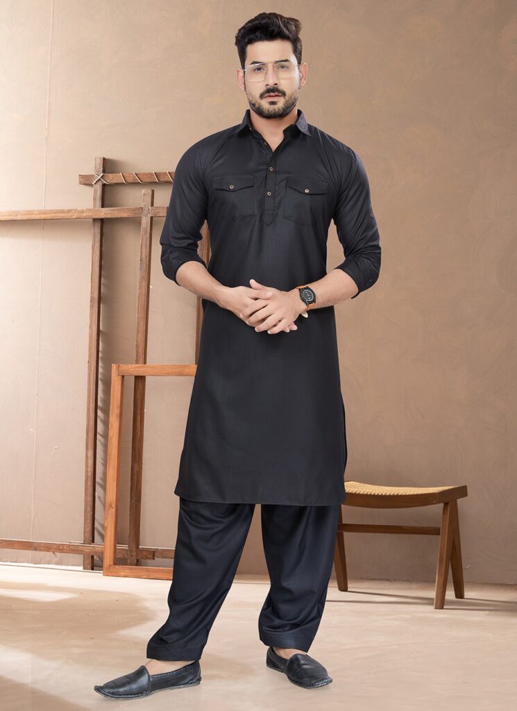 Black Cotton Kurta Pyjama 279504 1000x1375 1 745x1024