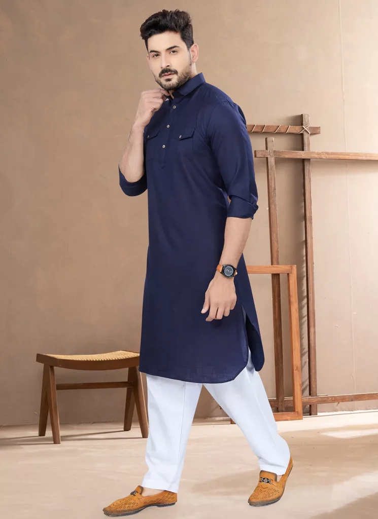 Blue Cotton Kurta Pyjama 275238 1000x1375 1 745x1024