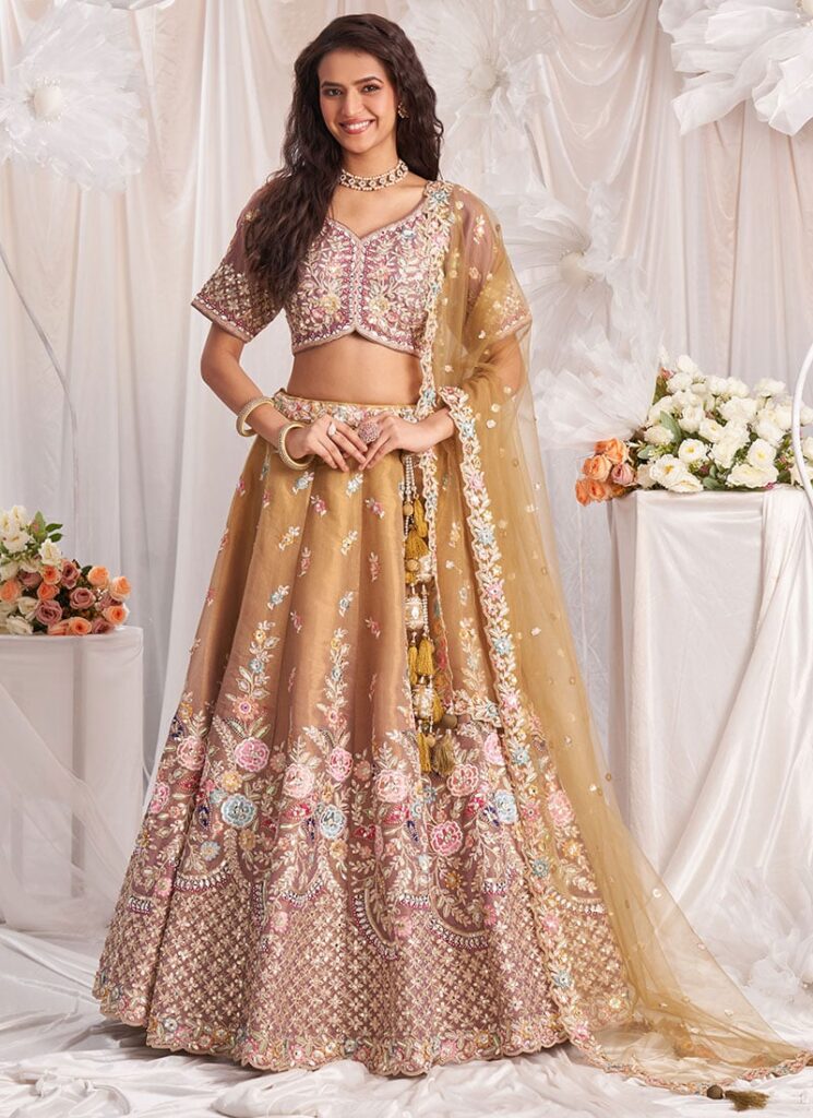 Classic Rose Gold Tissue With Moti And Gota Embroidered Sequins Lehenga Ghspf6062rgo U 745x1024