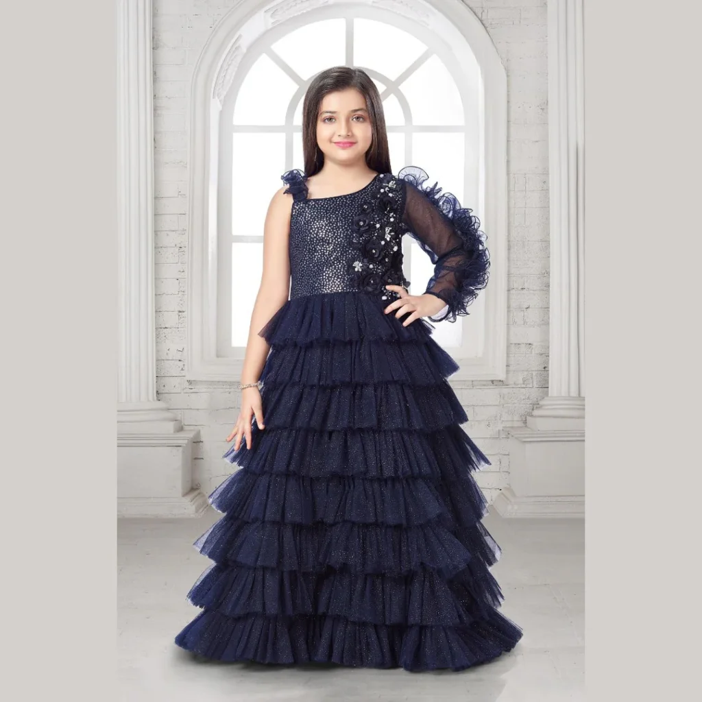 Party Wear Gown For Girls Gs181005 Navyblue Model Image 1024x1024